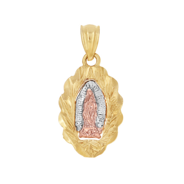 10kt Tri-Color Gold Mens Women Textured Lady Of Guadalupe Religious Charm Pendant