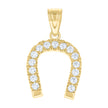 10kt Two-Tone Gold Unisex Cubic Zirconia Cubic-Zirconia Horseshoe Good Luck Charm Pendant