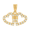 10kt Two-Tone Gold Womens Cubic Zirconia Cubic-Zirconia Double Heart Charm Pendant