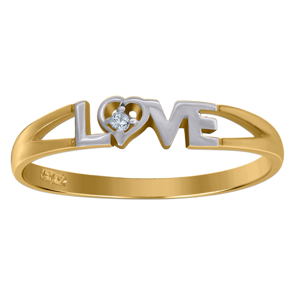 10kt Two-Tone Gold Womens Round Cubic Zirconia Love Band Ring