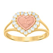 10kt Gold Tri-Color CZ Girls 15 Anos Heart Quinceanera Band Ring