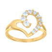 10kt Gold Womens Two-Tone CZ Split Shank Heart Band Ring
