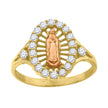 10Kt Two-Tone Gold Womens Round Cubic Zirconia Lady Of Guadalupe Religious Ring