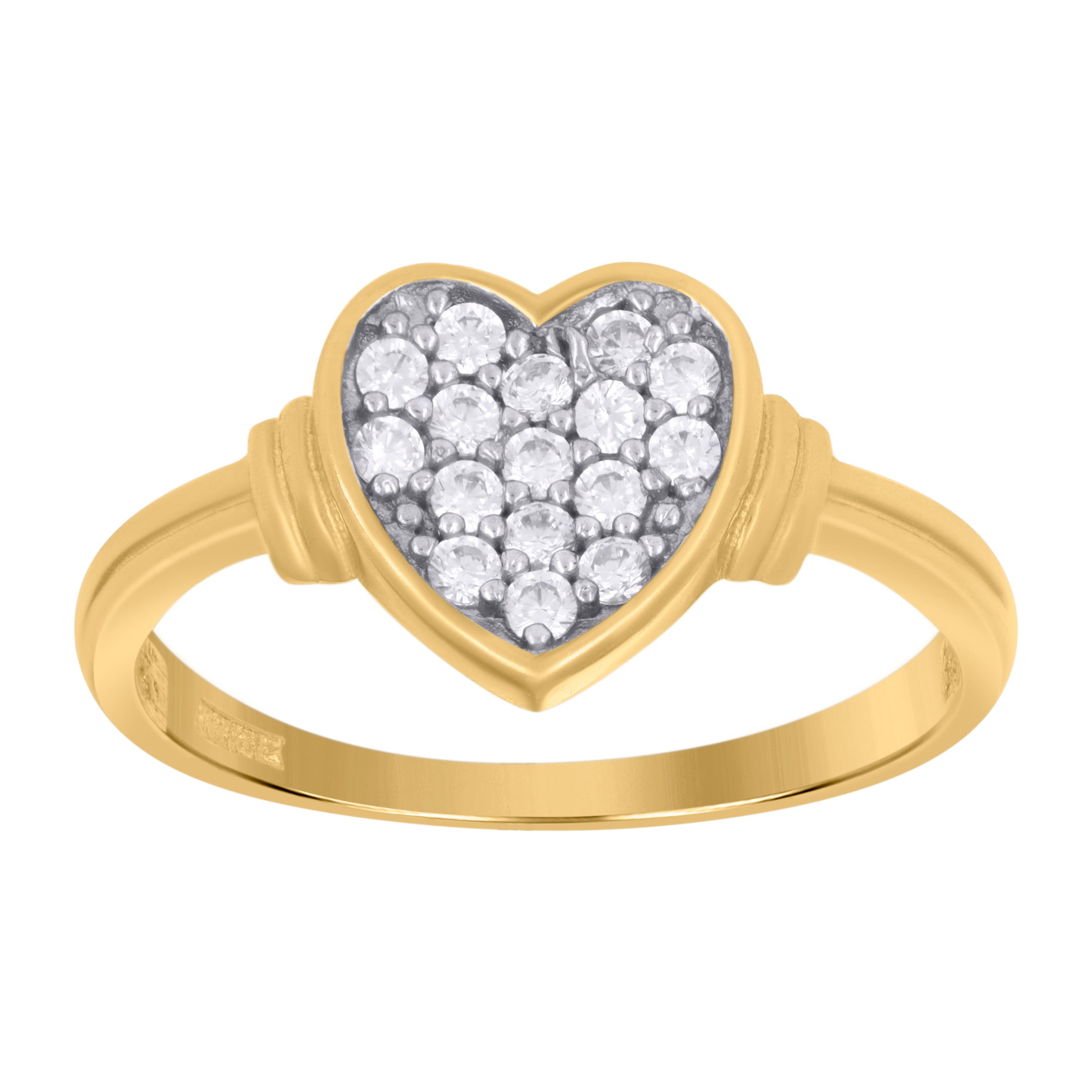 10kt Gold Womens Two-Tone CZ Heart Band Ring