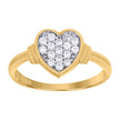10kt Gold Womens Two-Tone CZ Heart Band Ring