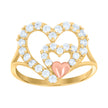 10kt Gold Womens Tri-Color CZ Three Heart Band Ring