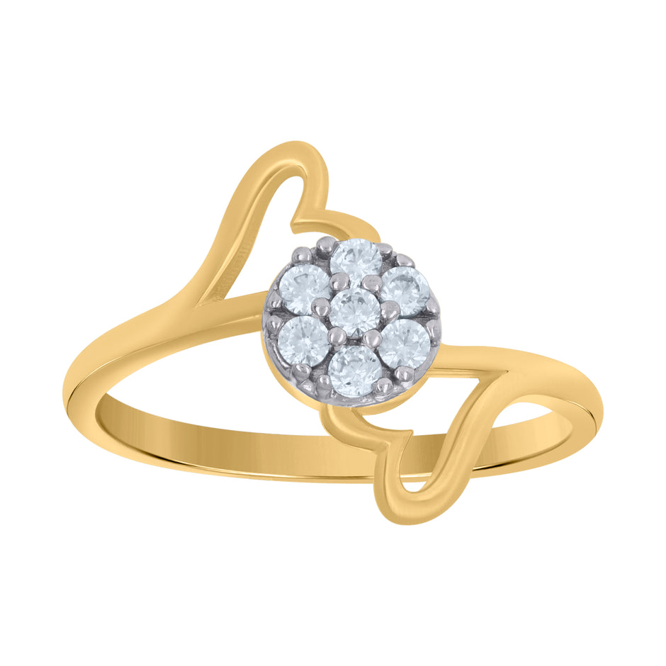 10kt Two-Tone Gold Womens Round Cubic Zirconia Heart Ring