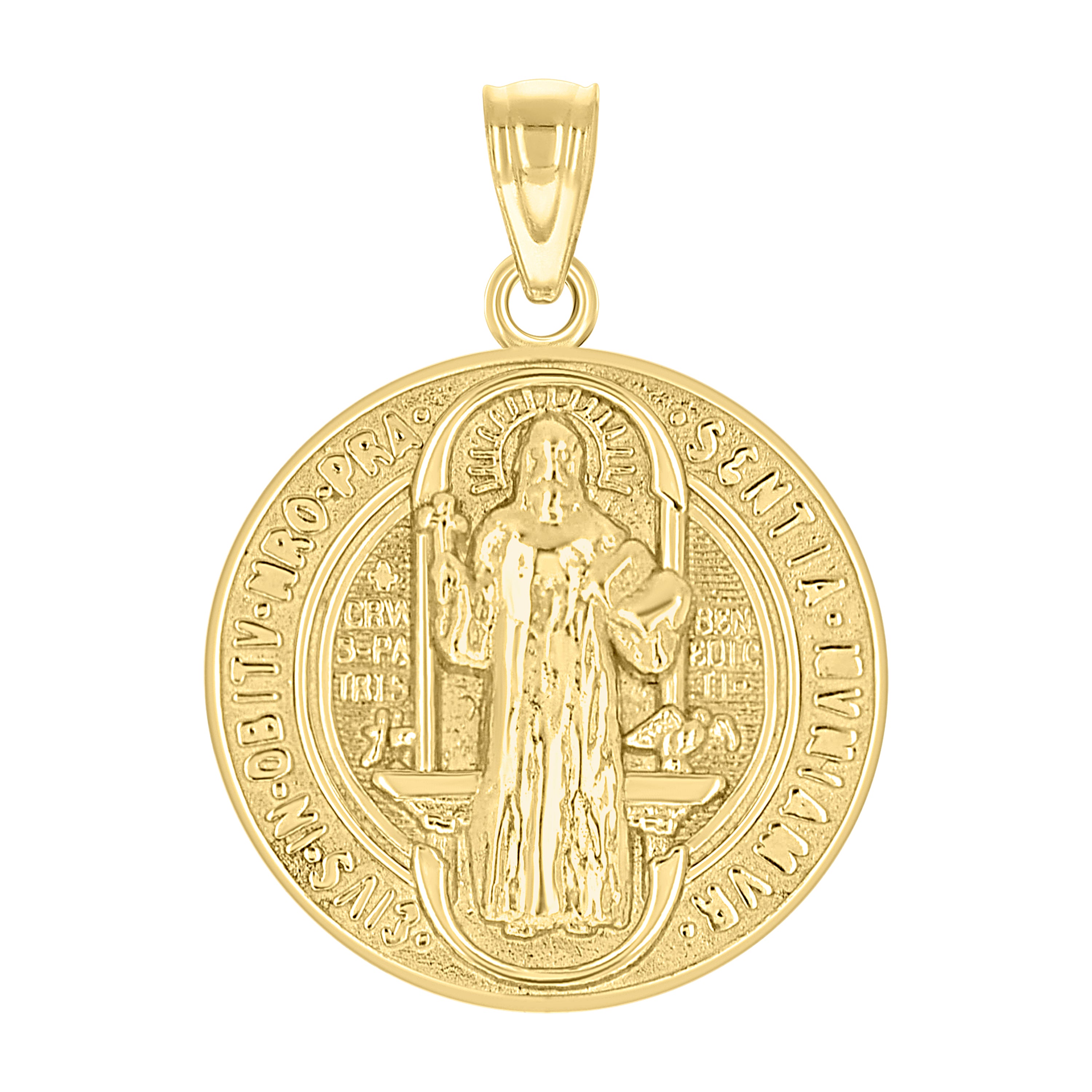 10kt Yellow Gold Unisex Religious Saint Benedict Charm Pendant