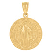 10kt Yellow Gold Diamond-Cut Unisex Saint Benedict Religious Charm Pendant