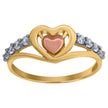 10kt Gold Womens Tri-Color CZ 2mm Heart Band Ring