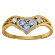 10kt Gold Womens Two-Tone CZ Heart Band Ring
