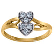 10kt Gold Womens Two-Tone CZ Double Heart Band Ring