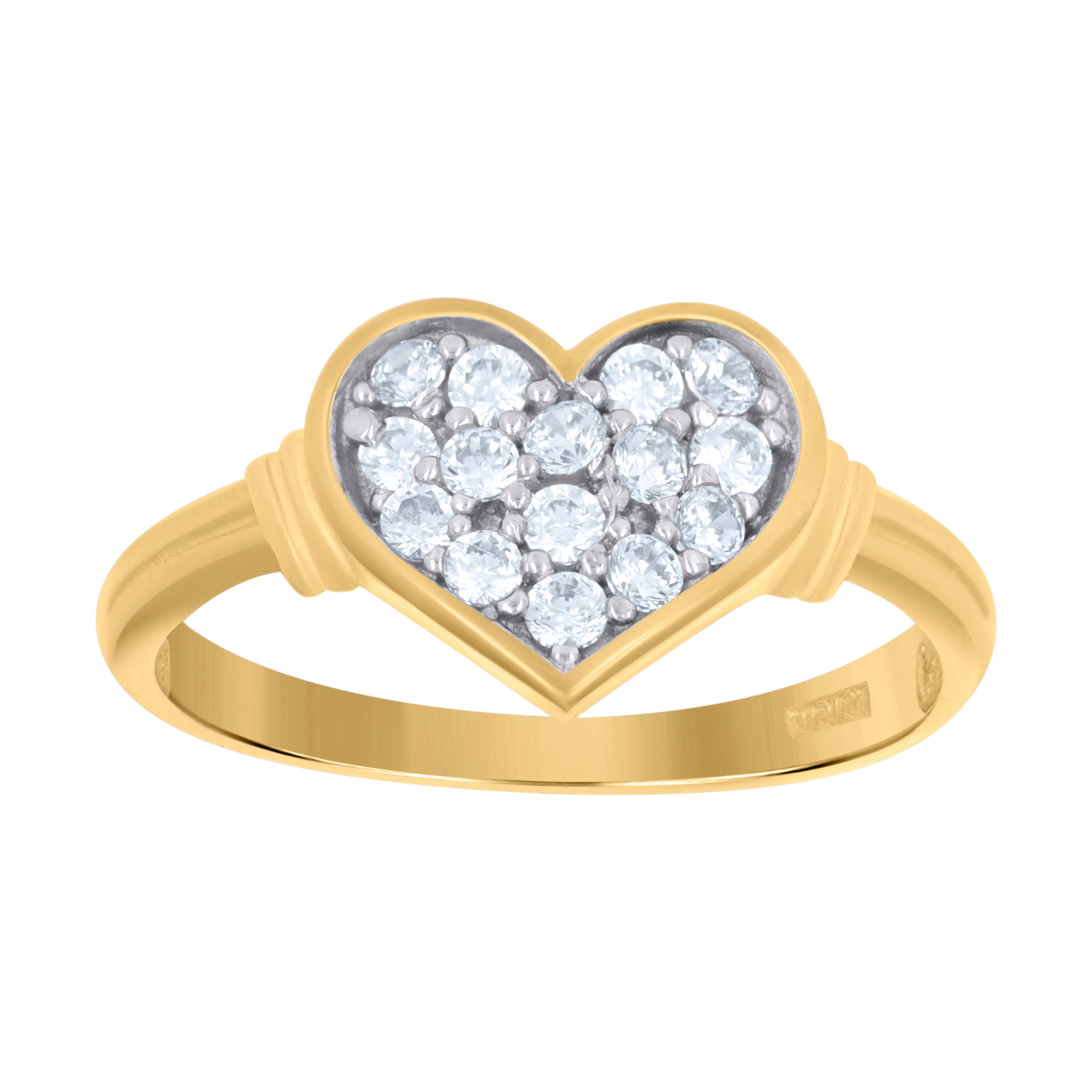 10kt Gold Womens Two-Tone CZ Heart Band Ring