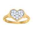 10kt Gold Womens Two-Tone CZ Heart Band Ring