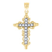 10kt Gold Two-Tone Cubic-Zirconia Womens Cross Religious Charm Pendant