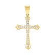 10kt Two-Tone Gold Mens Women Cubic Zirconia Cubic-Zirconia Cross Religious Charm Pendant