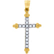 10kt Gold Two-Tone Cubic-Zirconia Womens Cross Religious Charm Pendant