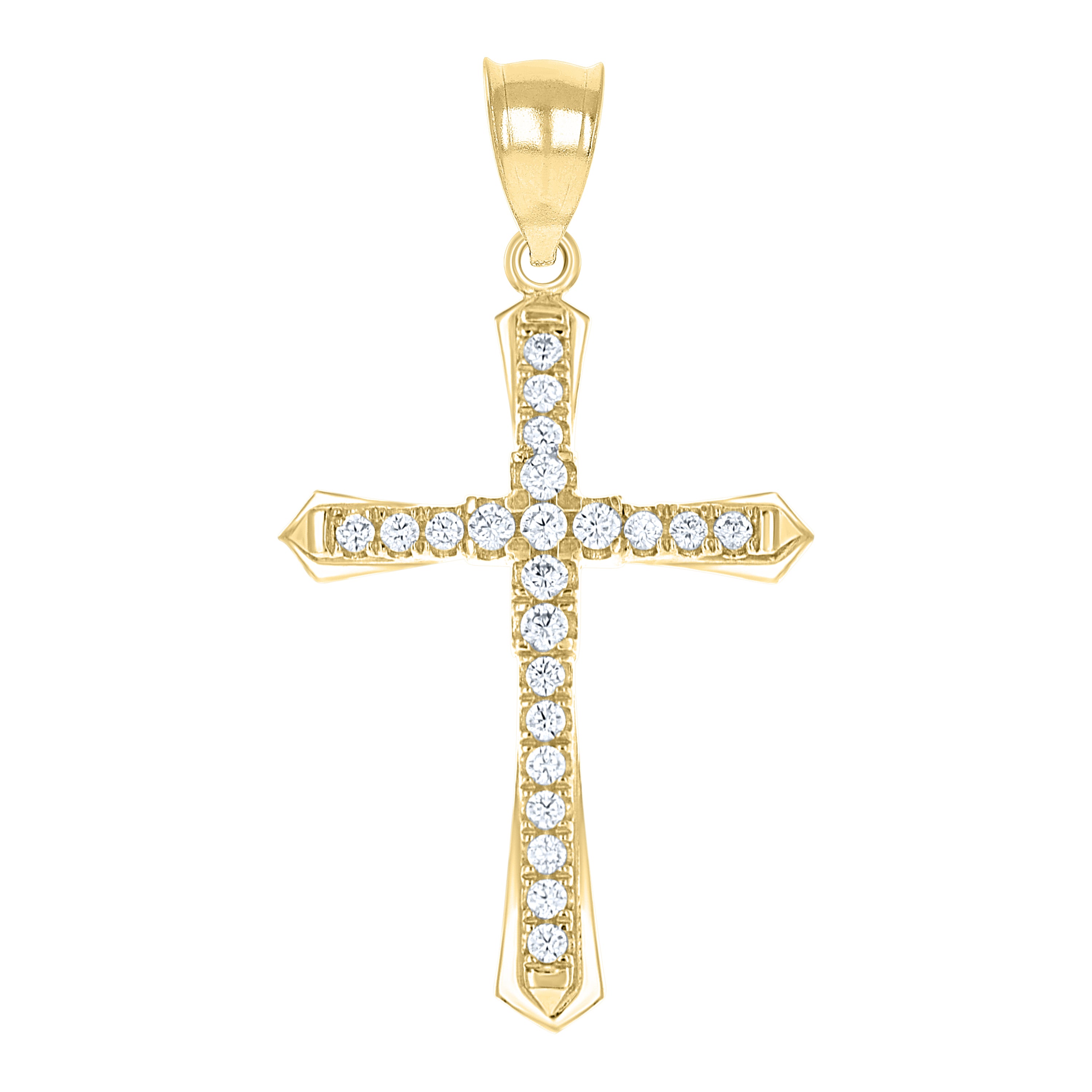 10kt Gold Two-Tone Cubic-Zirconia Womens Cross Religious Charm Pendant
