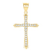 10kt Gold Two-Tone Cubic-Zirconia Womens Cross Religious Charm Pendant
