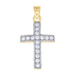 10kt Two-Tone Gold Mens Women Cubic Zirconia Cubic-Zirconia Cross Religious Charm Pendant