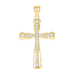 10kt Gold Two-Tone Cubic-Zirconia Mens Cross Religious Charm Pendant