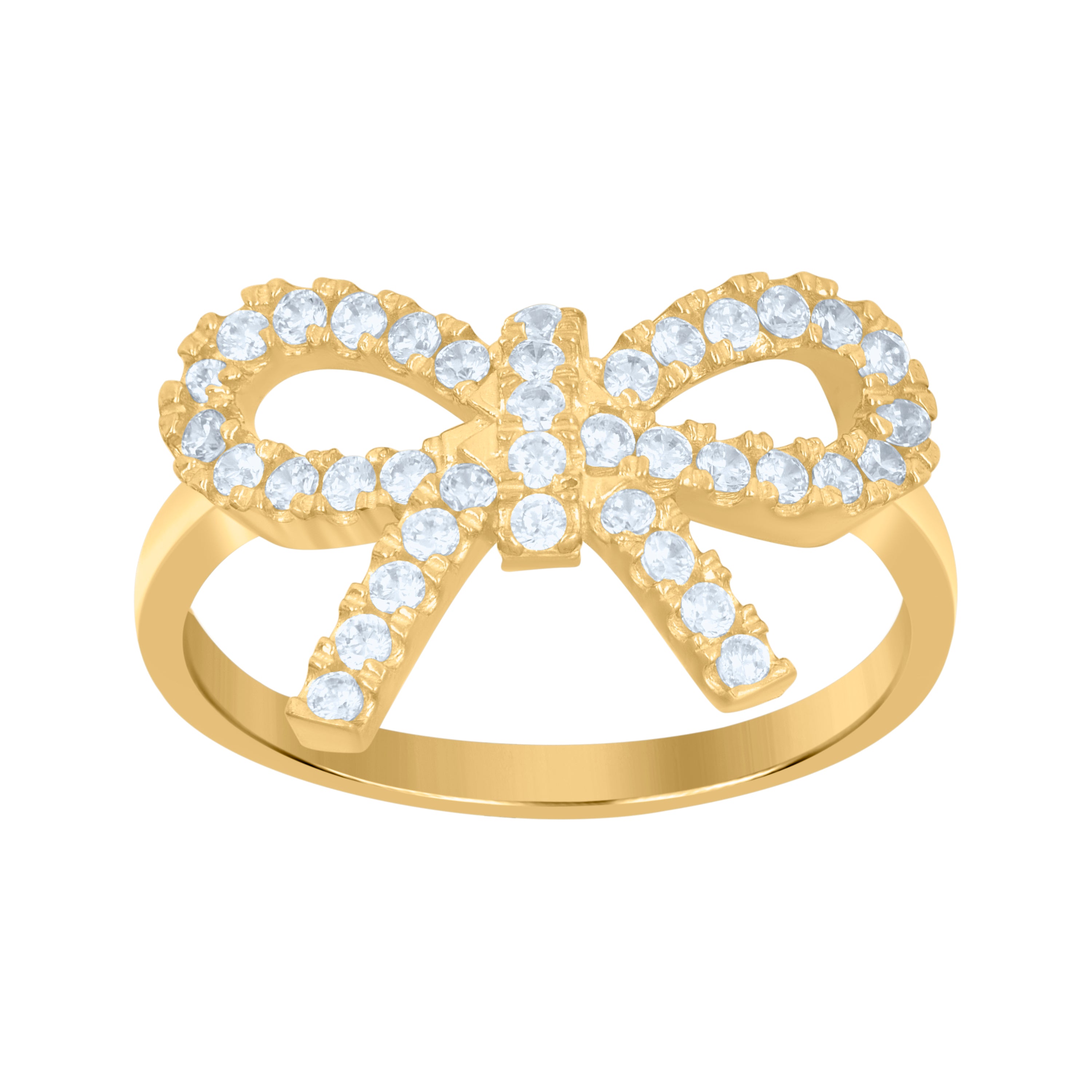 10kt Yellow Gold Womens Cubic-Zirconia Bow Fashion Ring