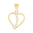 10kt Gold Two-Tone Cubic-Zirconia Womens Heart Charm Pendant