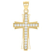 10kt Gold Two-Tone Cubic-Zirconia Unisex Cross Religious Charm Pendant