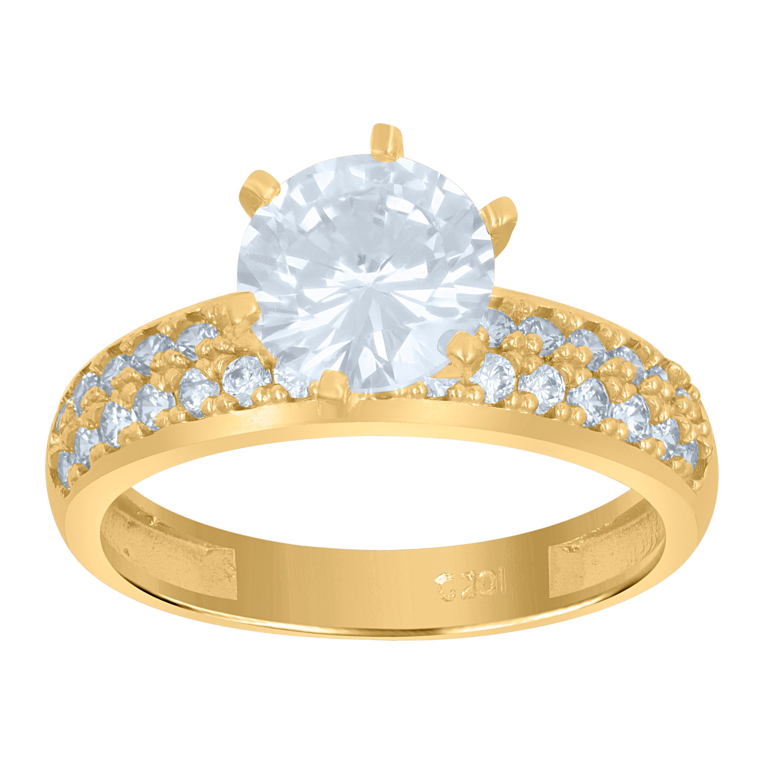 10kt Two-Tone Gold Womens Cubic Zirconia Double Row Engagement Ring 