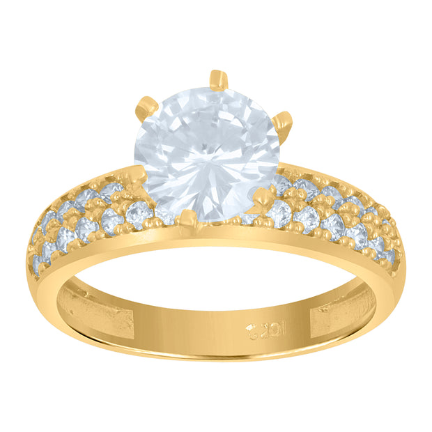 10kt Two-Tone Gold Womens Cubic Zirconia Double Row Engagement Ring 