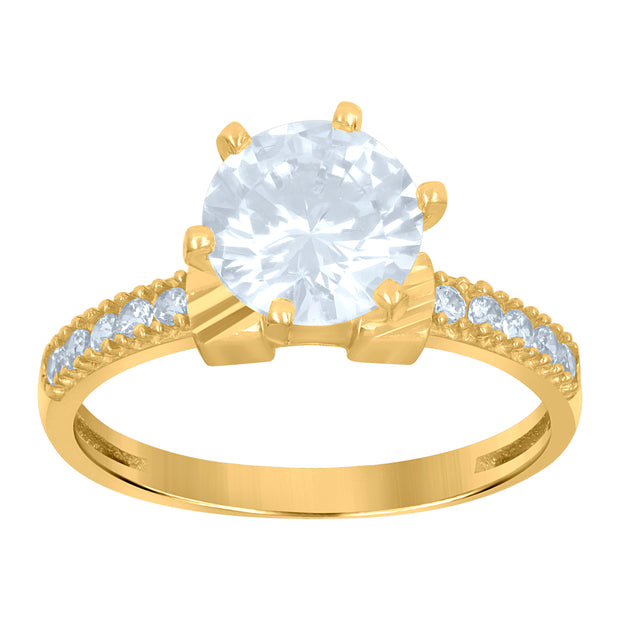 10kt Two-Tone Gold Womens Cubic Zirconia Engagement Ring 