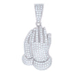 925 Sterling Silver Mens Cubic Zirconia Religious Praying Hands Charm Pendant