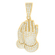 925 Sterling Silver Yellow-Tone Mens Cubic Zirconia Religious Praying Hands Charm Pendant