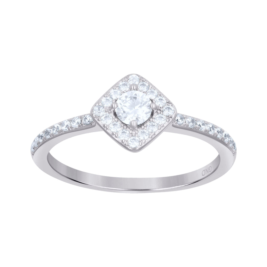 925 Sterling Silver Womens Cubic-Zirconia Square Face Fashion Ring Size 7 - SLV-64498