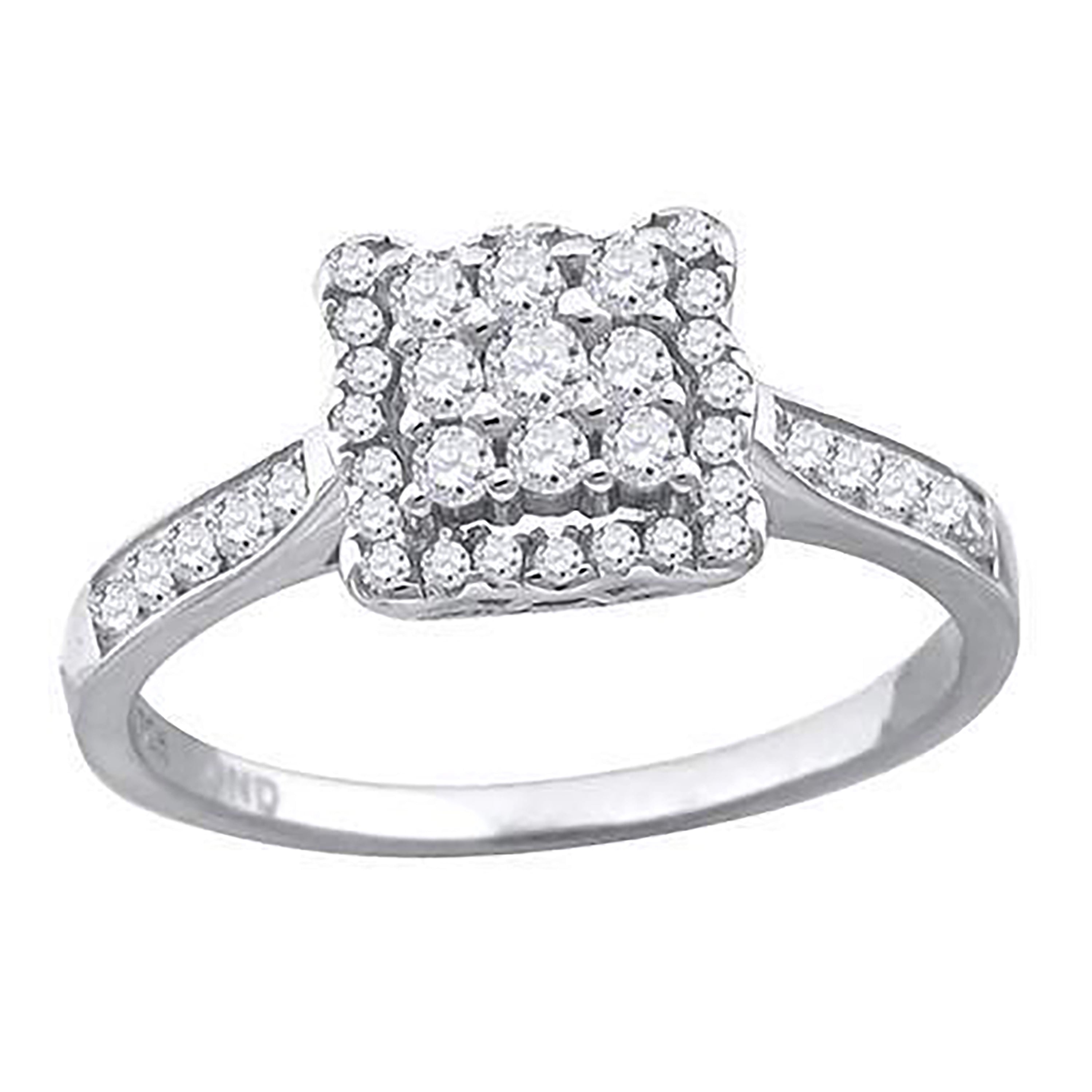 925 Sterling Silver Womens Cubic Zirconia Square Engagement Ring Size 7