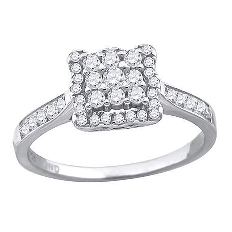 925 Sterling Silver Womens Cubic Zirconia Square Engagement Ring Size 7