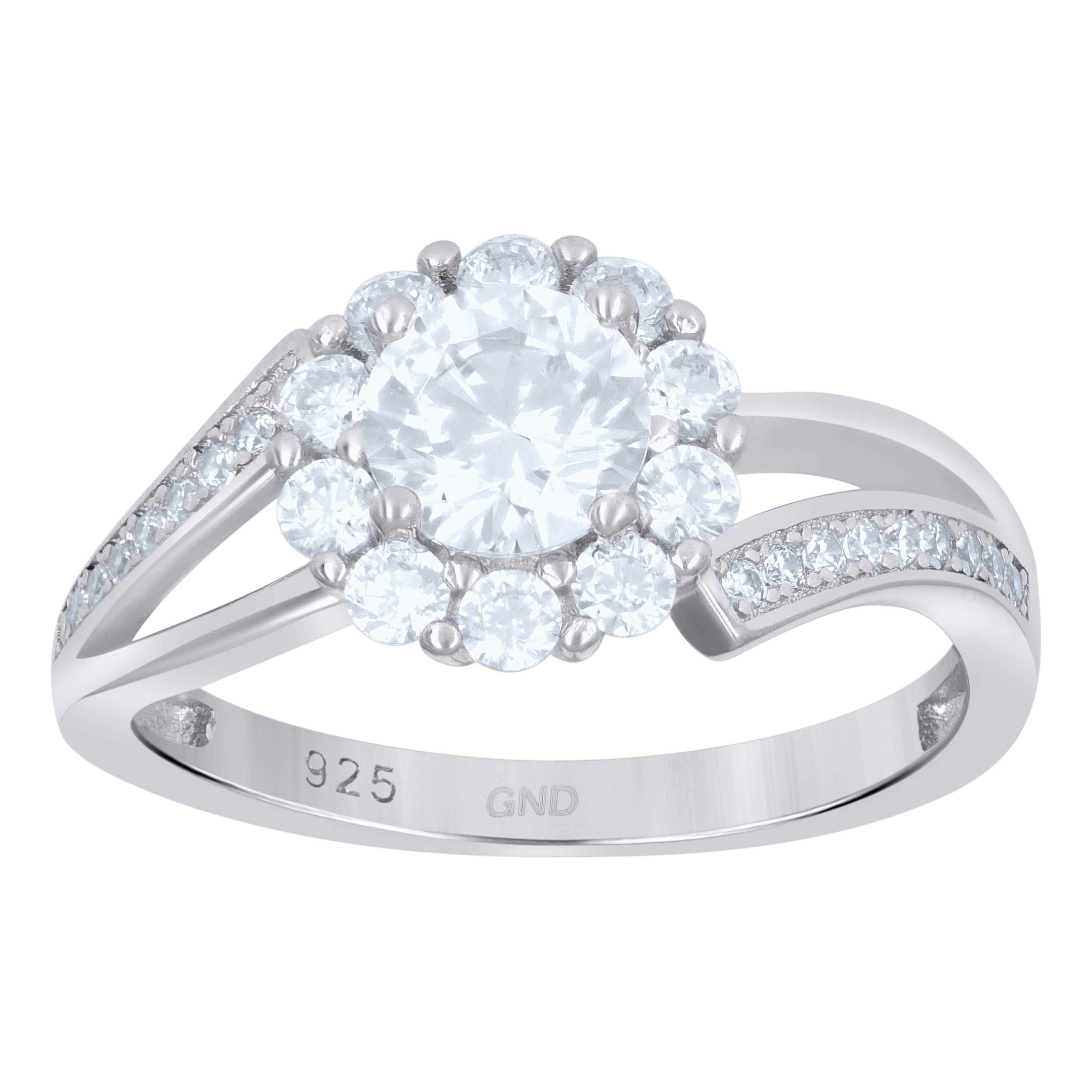 925 Sterling Silver Womens Cubic Zirconia Fashion Flower Engagement Ring Size 7 - SLV-64565