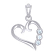 925 Sterling Silver Womens Cubic-Zirconia Heart Charm Pendant