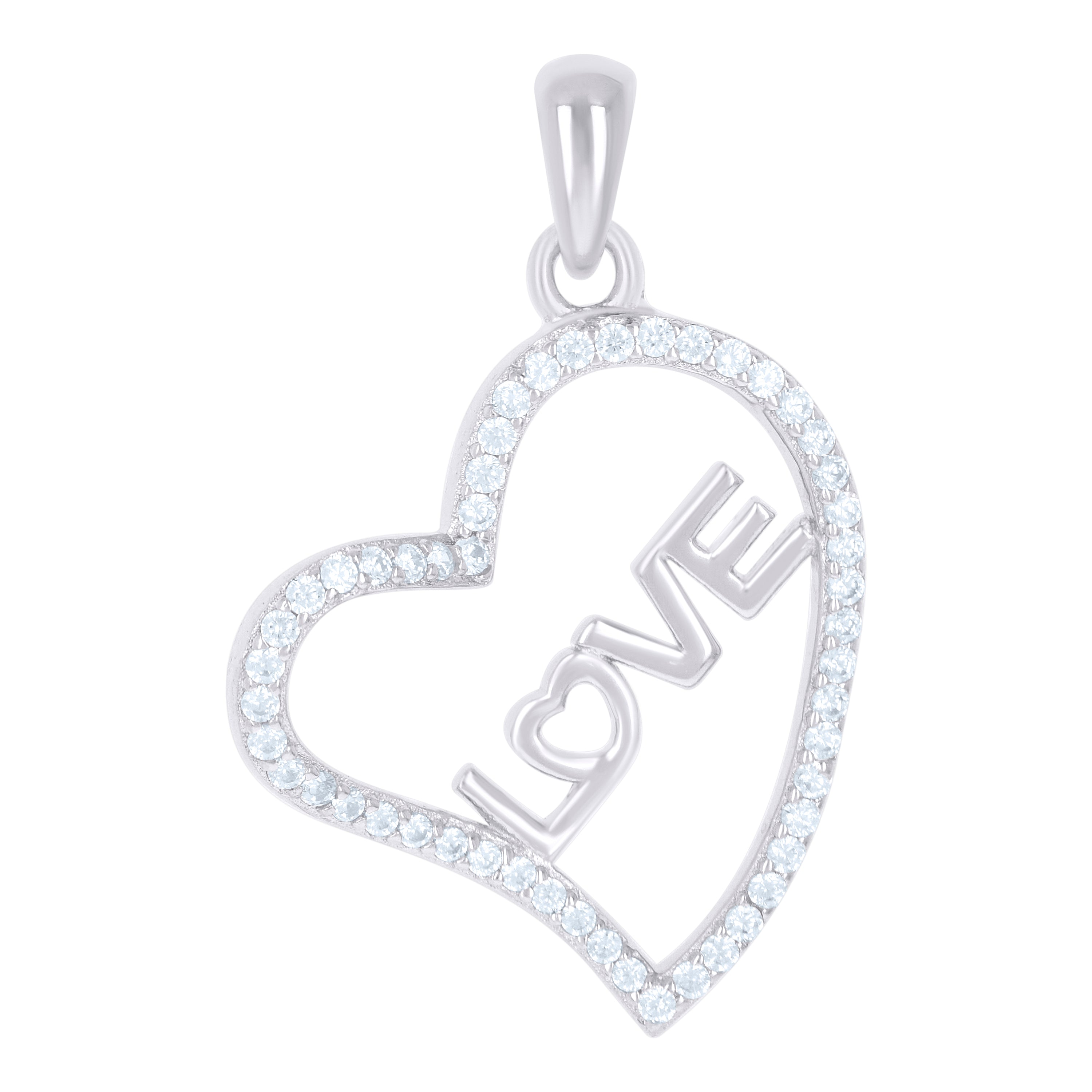 925 Sterling Silver Womens Cz Heart Charm Pendant