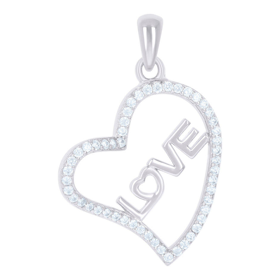 925 Sterling Silver Womens Cz Heart Charm Pendant