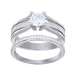 925 Sterling Silver Womens Cubic-Zirconia Duo Ring Set Size 9 - SLV-64624