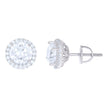 925 Sterling Silver Womens Cubic Zirconia Halo Round Stud Earrings