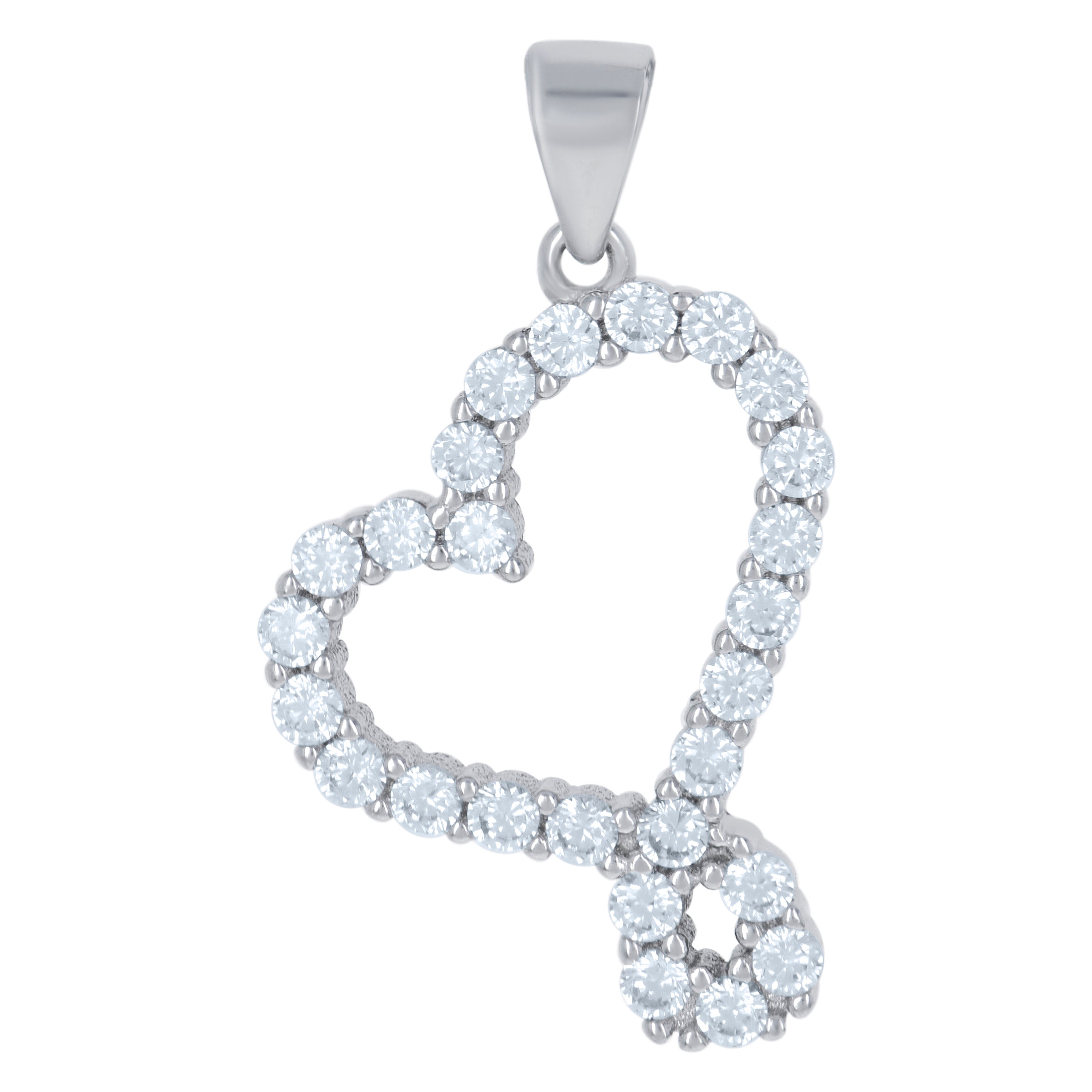 925 Sterling Silver Womens Cz Heart Charm Pendant