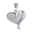 925 Sterling Silver Womens Cz Heart Charm Pendant