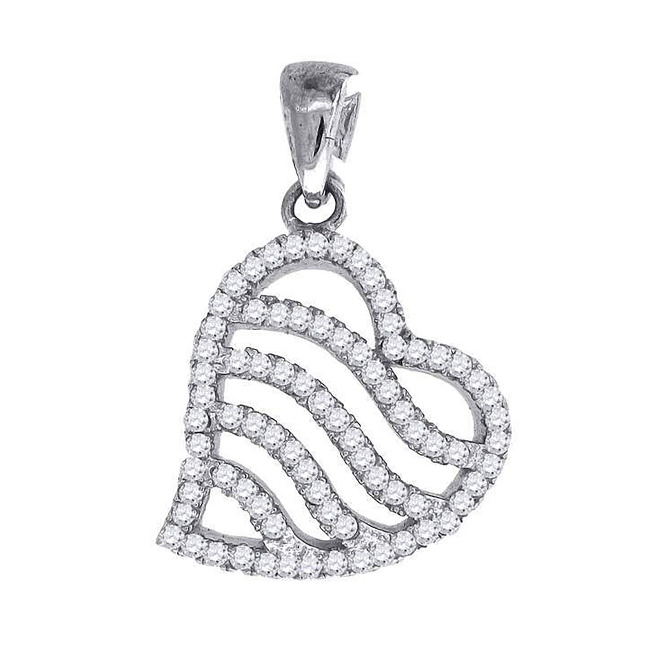 925 Sterling Silver Womens Cz Heart Charm Pendant