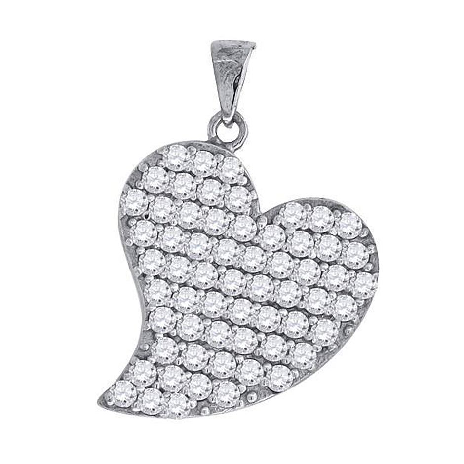 925 Sterling Silver Womens Cz Heart Charm Pendant
