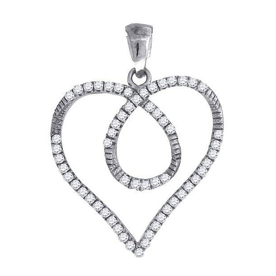 925 Sterling Silver Womens Cz Heart Charm Pendant