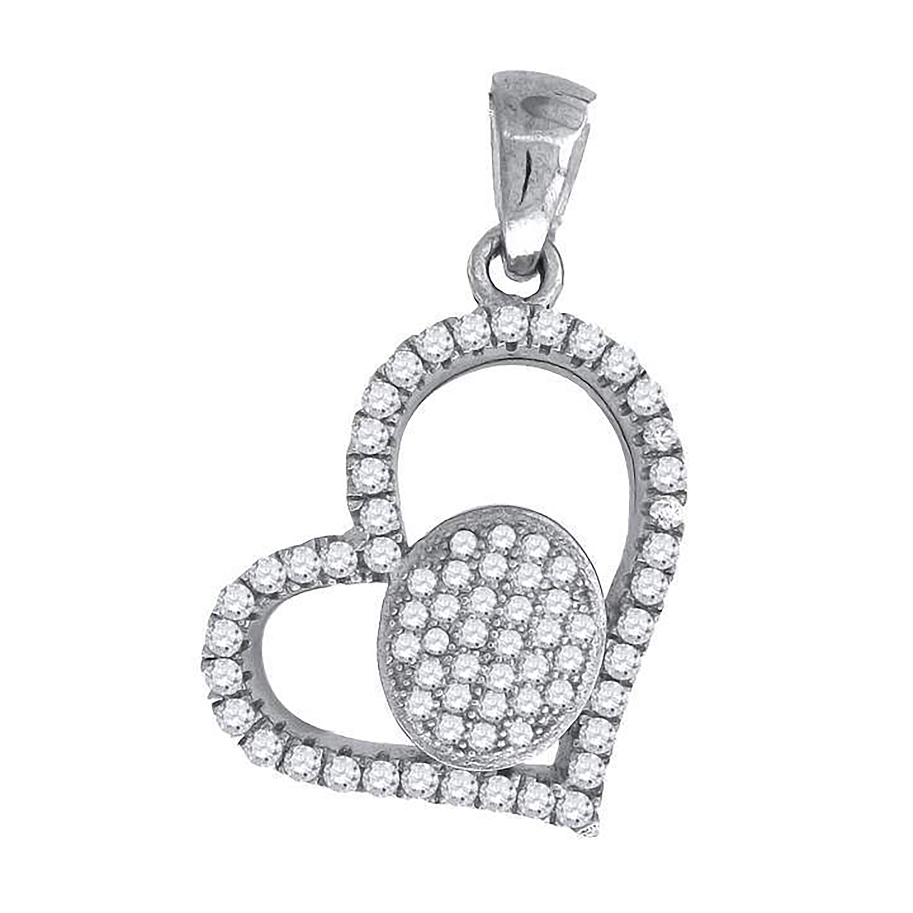 925 Sterling Silver Womens Cz Heart Charm Pendant