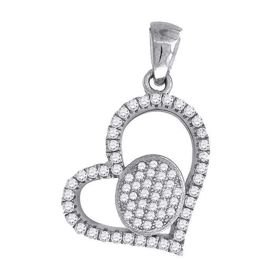 925 Sterling Silver Womens Cz Heart Charm Pendant