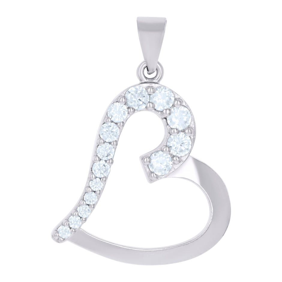 925 Sterling Silver Womens Cz Heart Charm Pendant